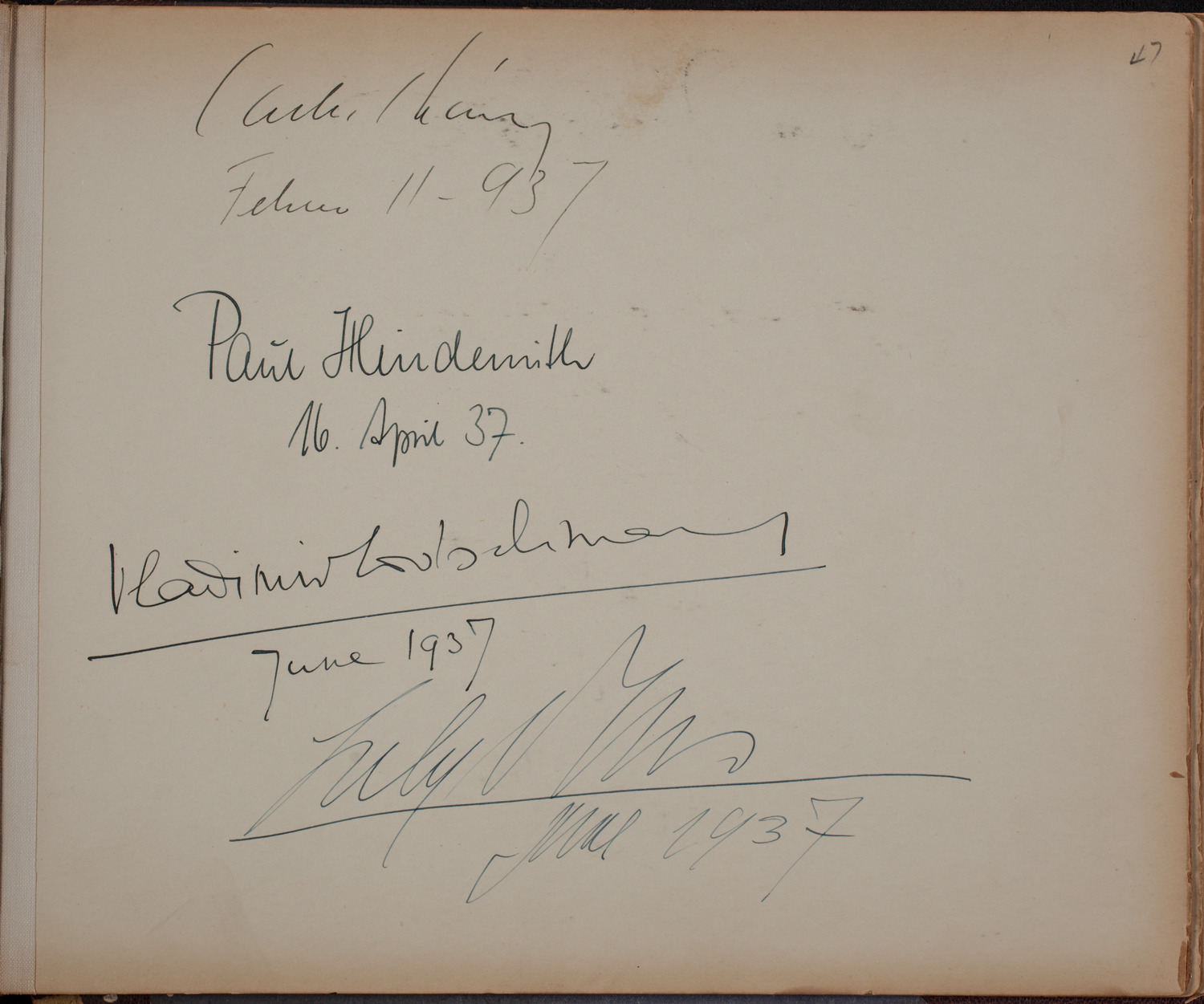 Louis Salter Autograph Album, page 47: 1937