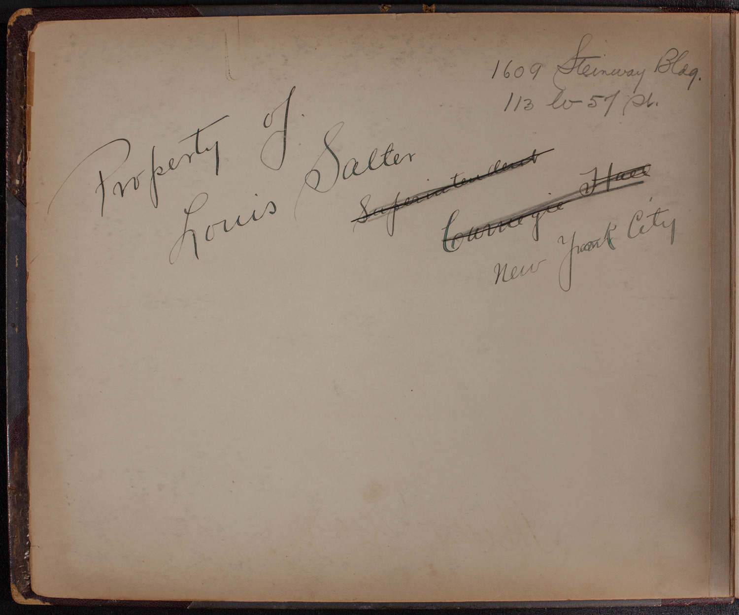 Louis Salter Autograph Album, title page