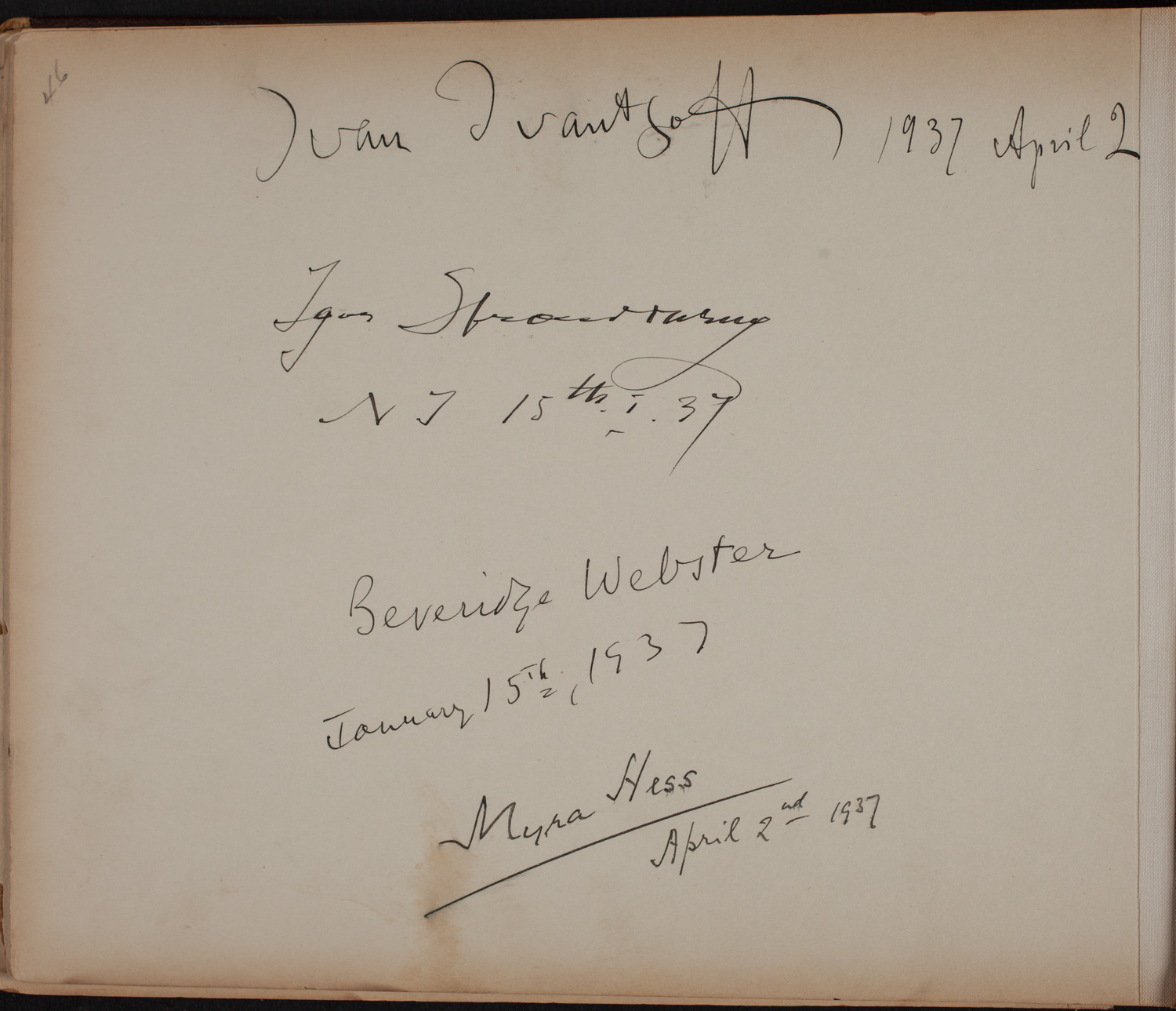 Louis Salter Autograph Album, page 46: January - April, 1937