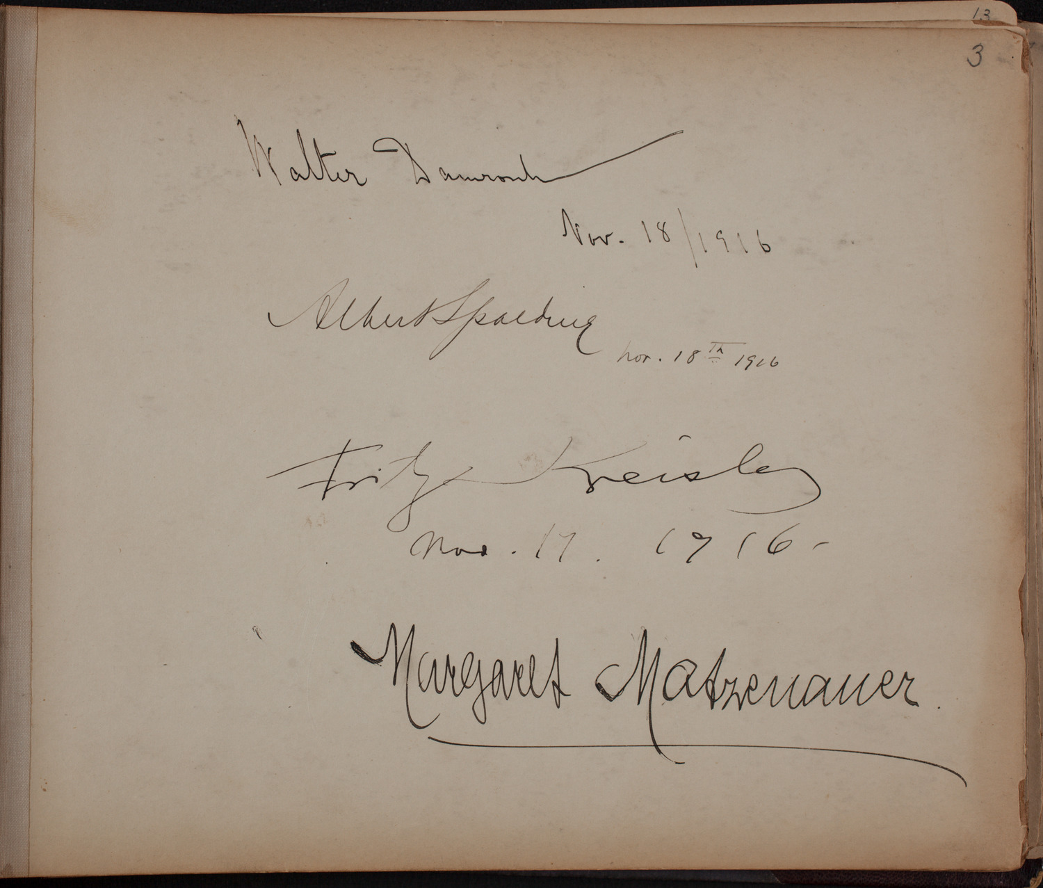 Louis Salter Autograph Album, page 3: November 1916