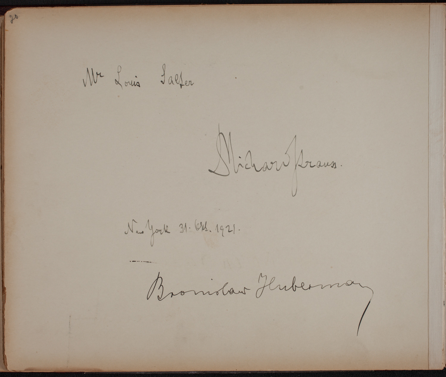 Louis Salter Autograph Album, page 20: October 1921