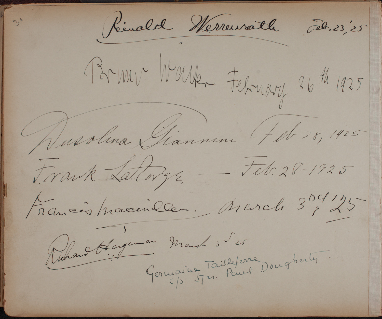 Louis Salter Autograph Album, page 30: February - March, 1925