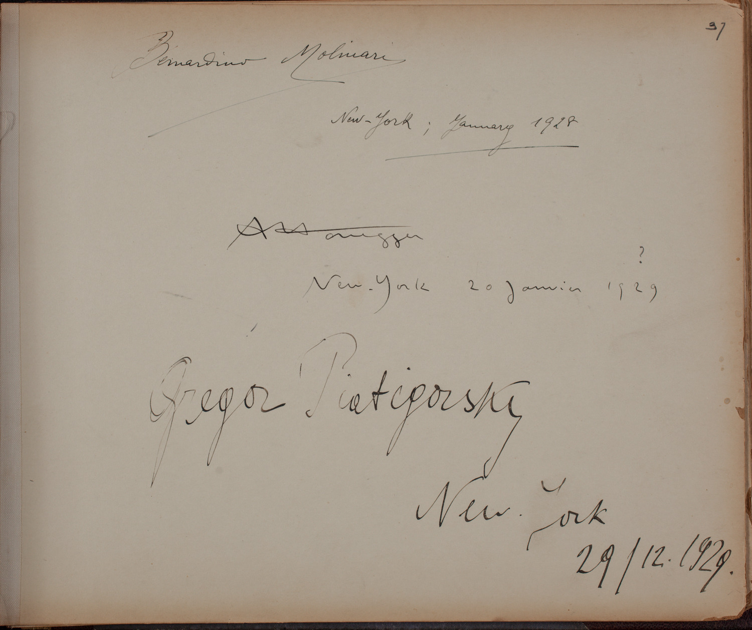 Louis Salter Autograph Album, page 37: 1928 - 1929