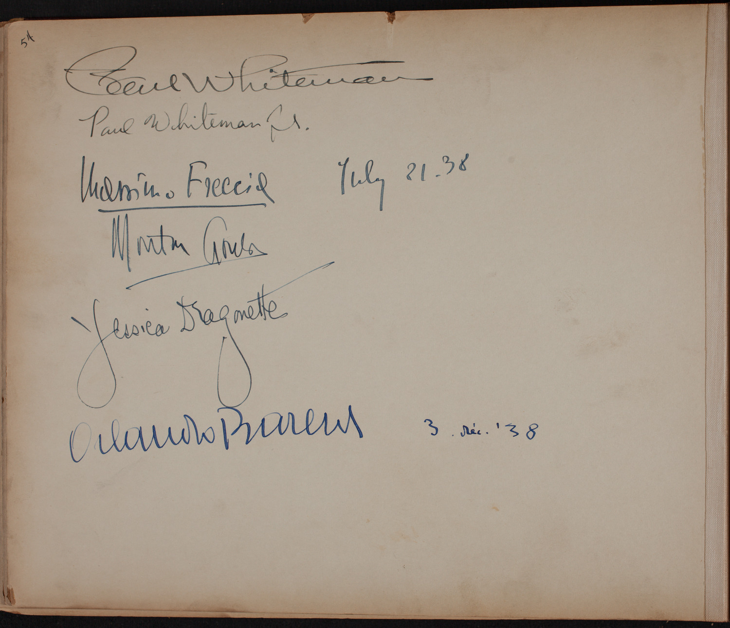 Louis Salter Autograph Album, page 54: 1938