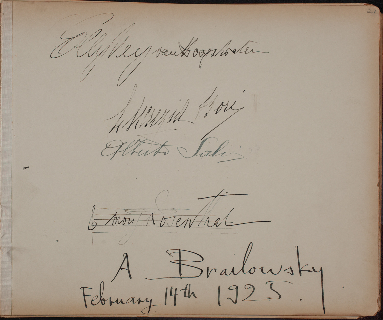 Louis Salter Autograph Album, page 21: February 1925