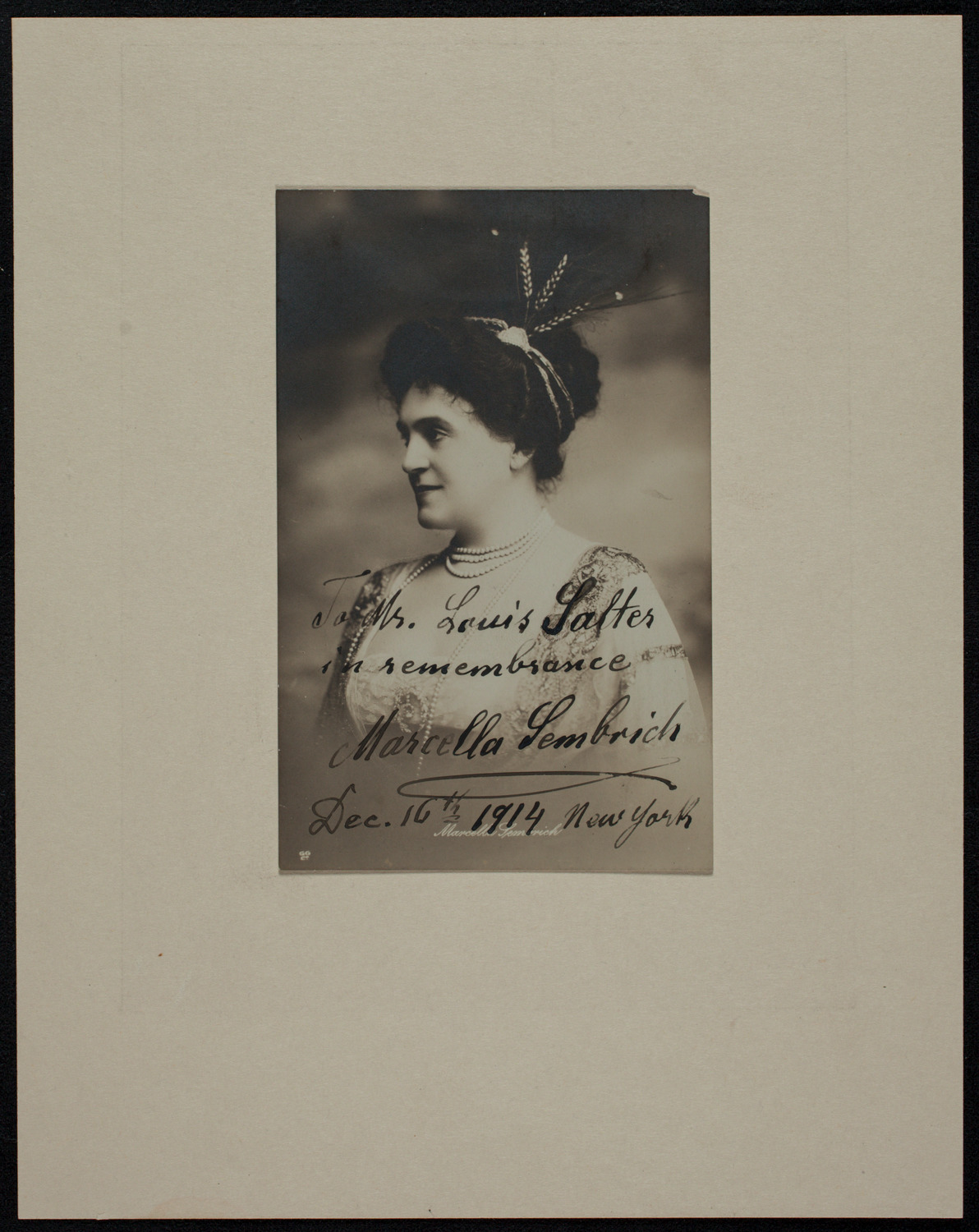 Marcella Sembrich, December 1914