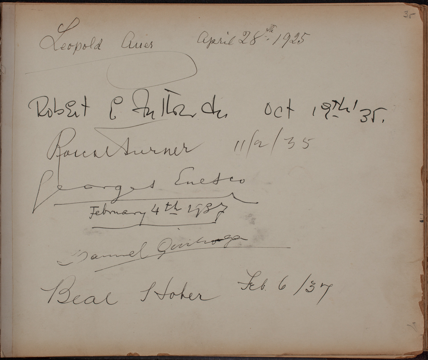 Louis Salter Autograph Album, page 35: 1925 - 1937