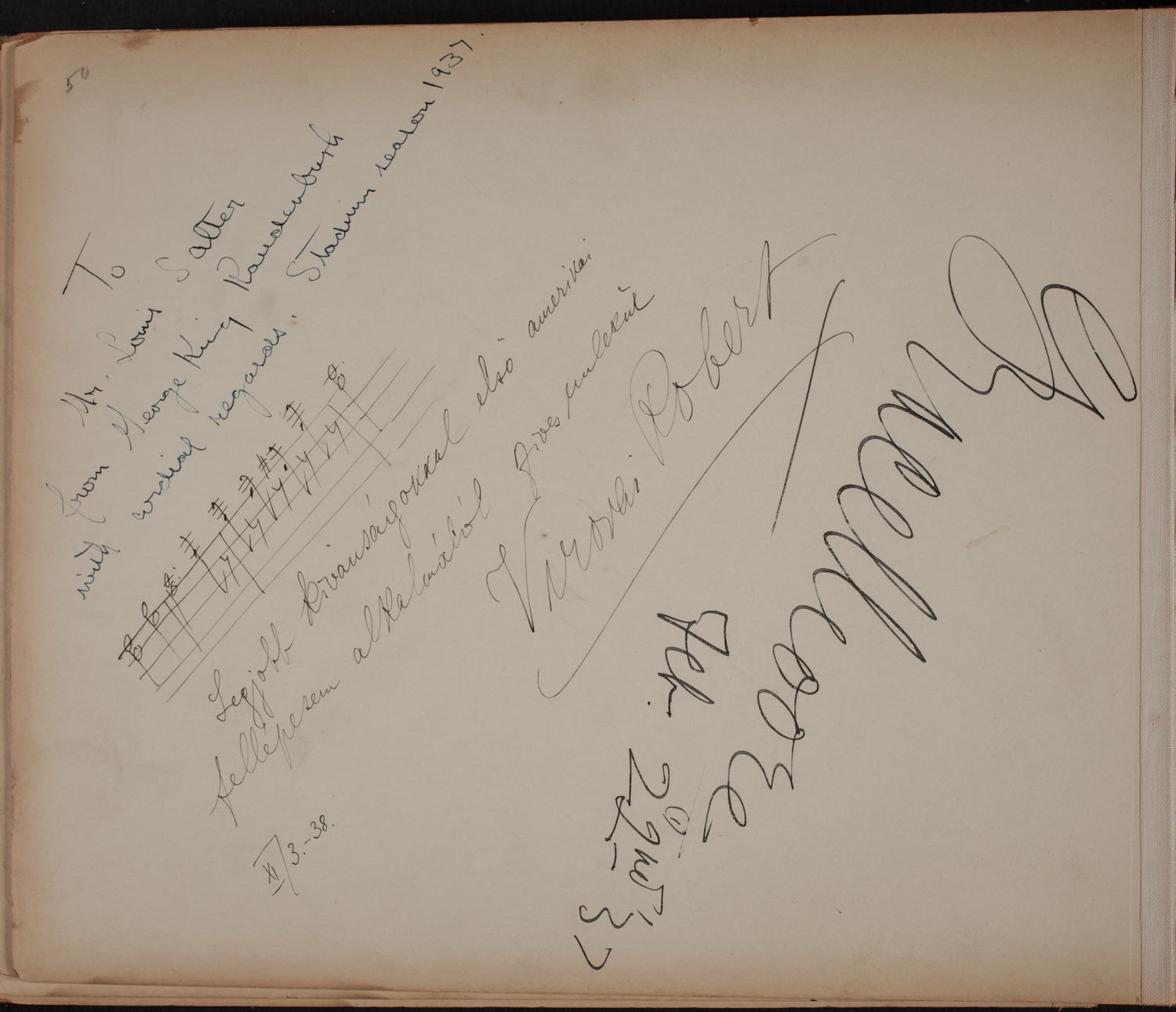 Louis Salter Autograph Album, page 50: 1937 - 1938