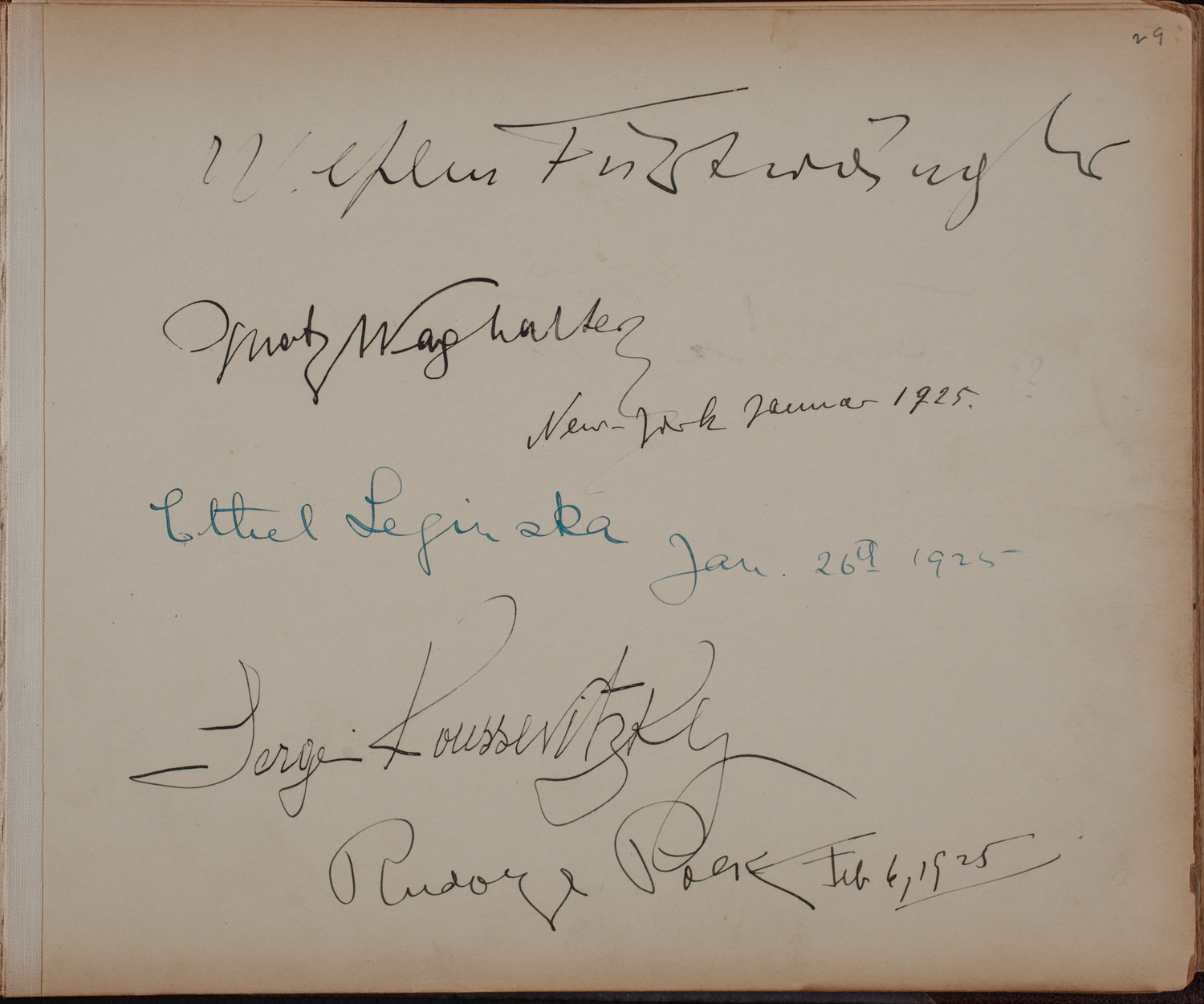 Louis Salter Autograph Album, page 29: January - February, 1925