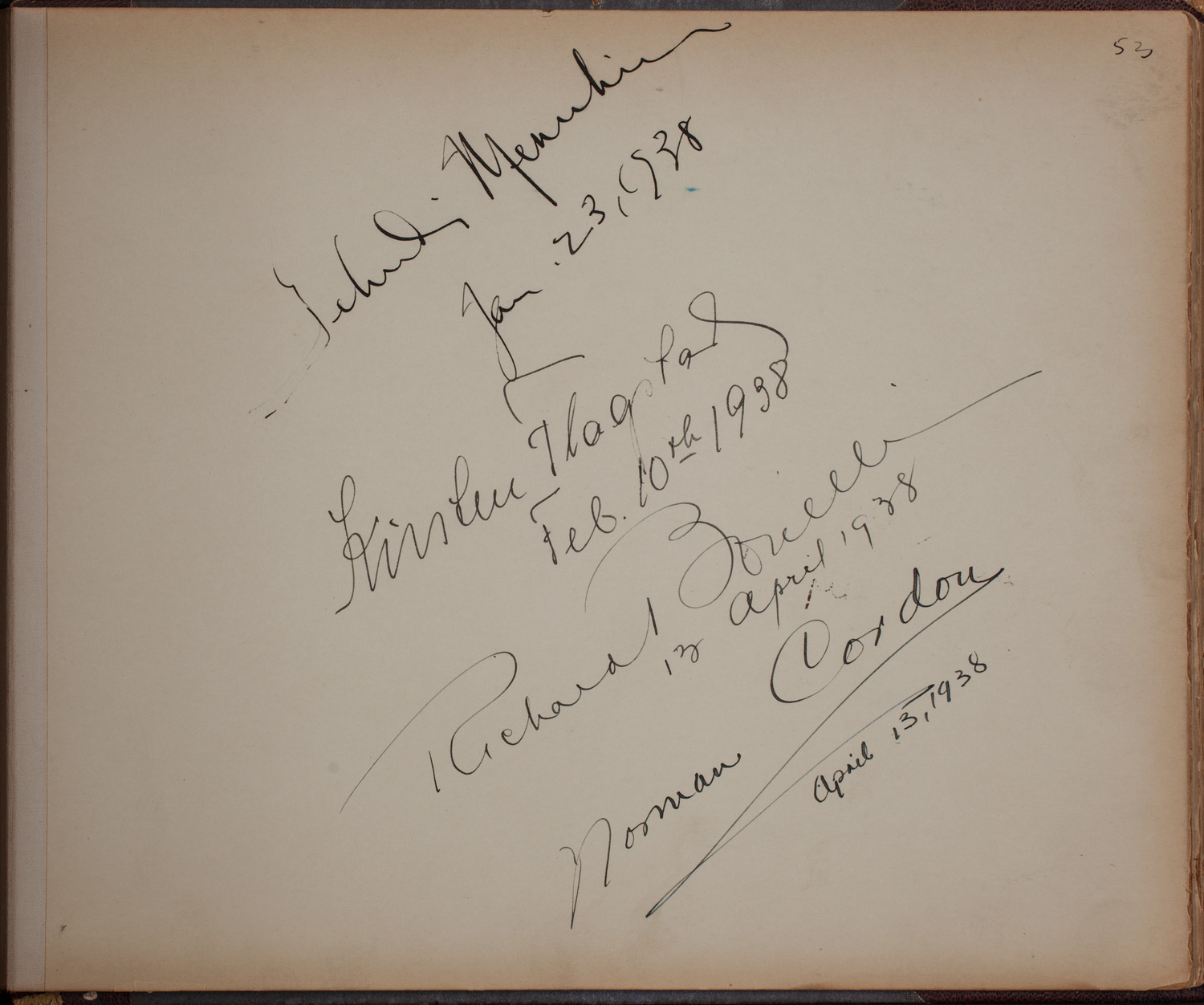 Louis Salter Autograph Album, page 53: 1938