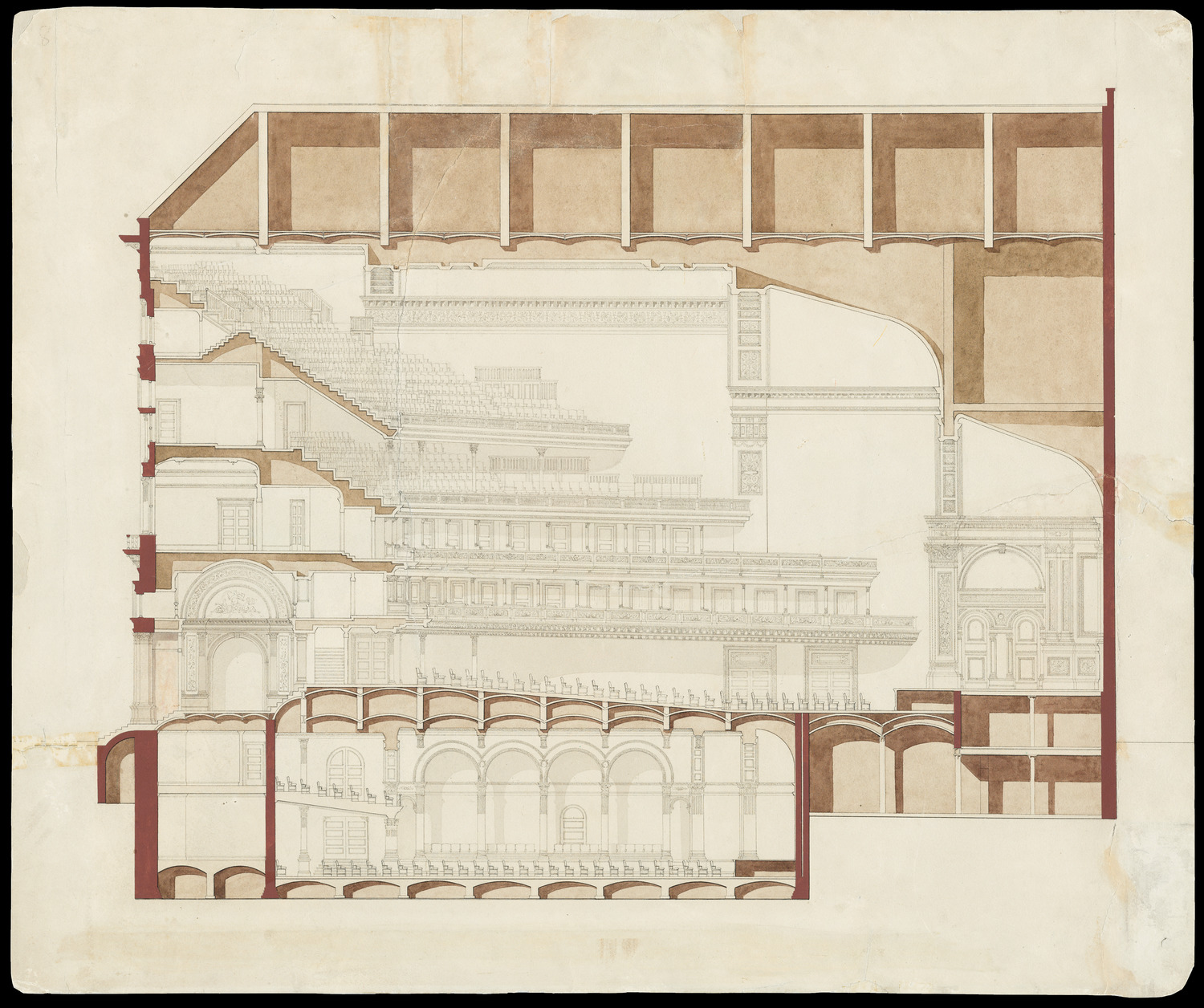 Interior cross-section/cutaway view of Carnegie Hall, 1890