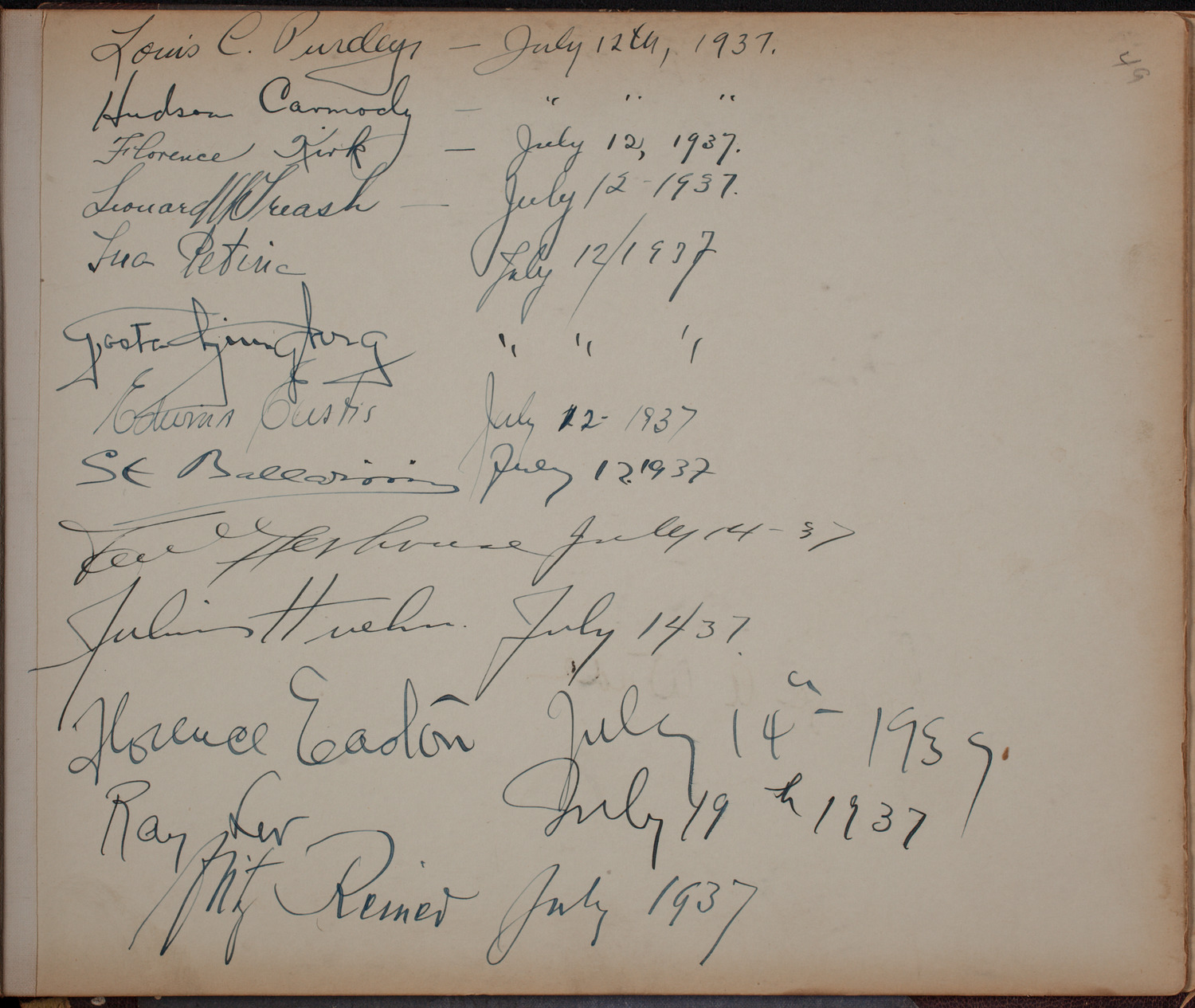 Louis Salter Autograph Album, page 49: July 1937