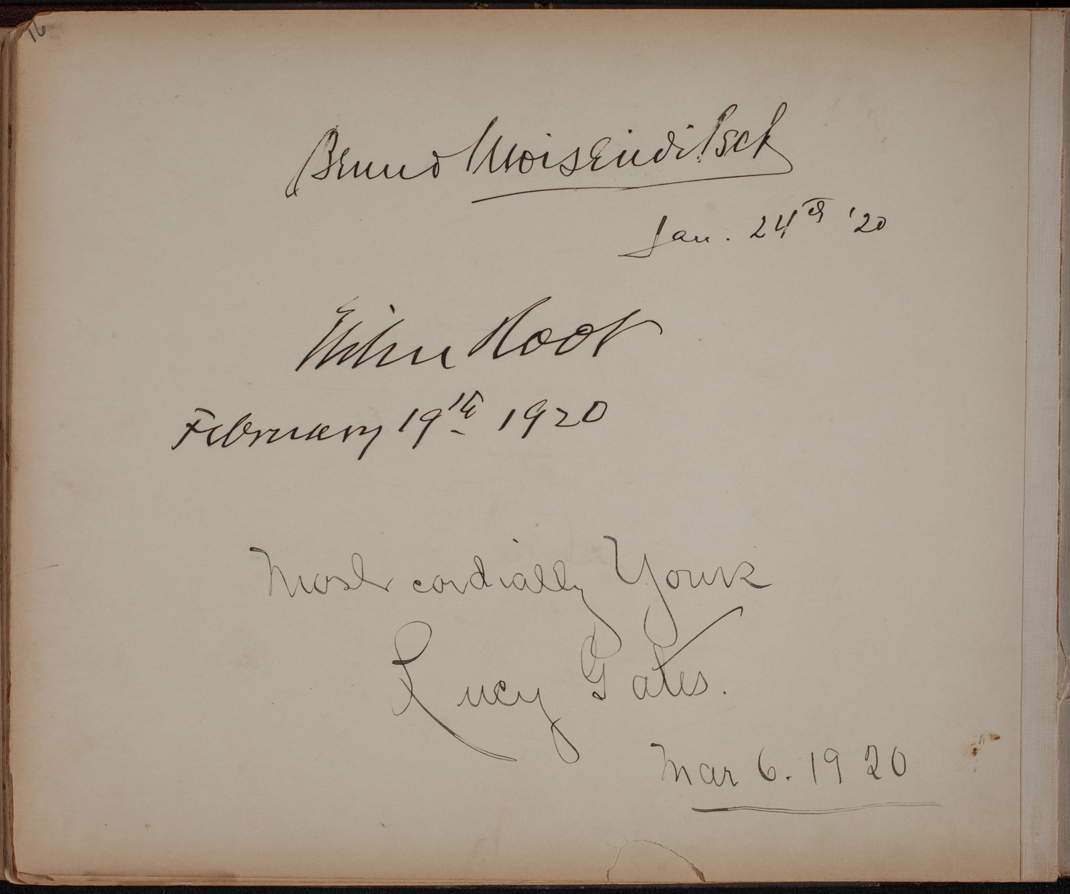 Louis Salter Autograph Album, page 16: 1920