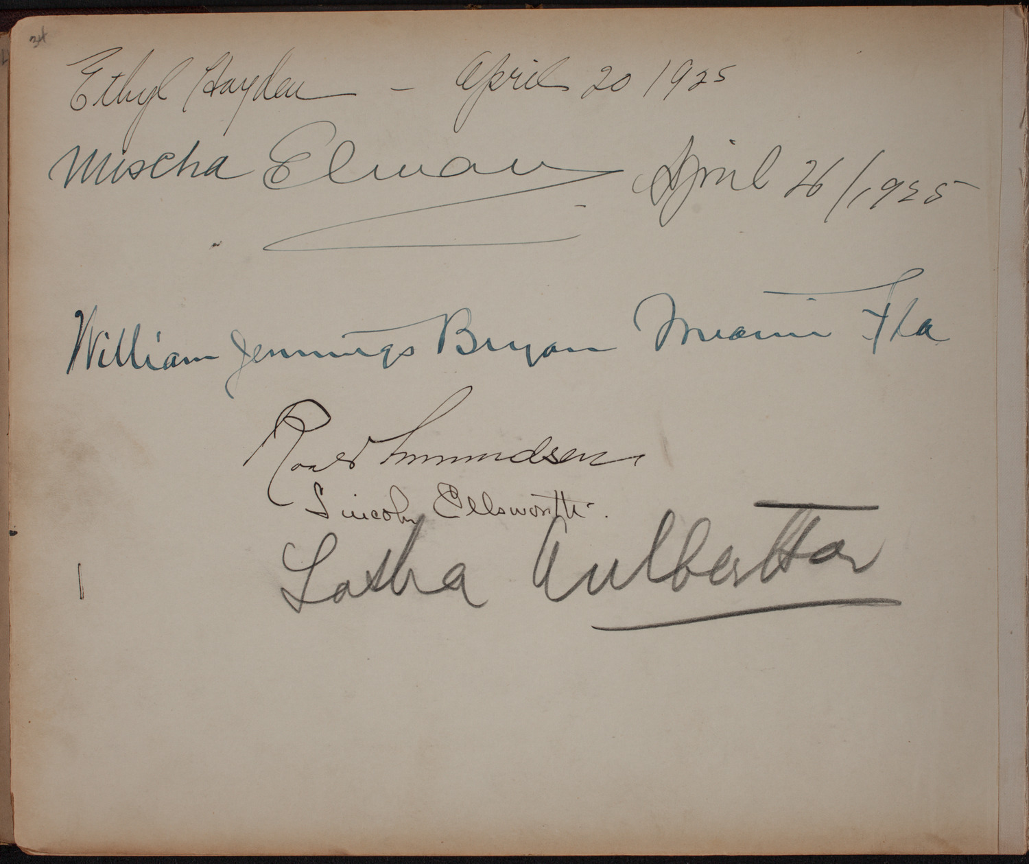 Louis Salter Autograph Album, page 34: April 1925