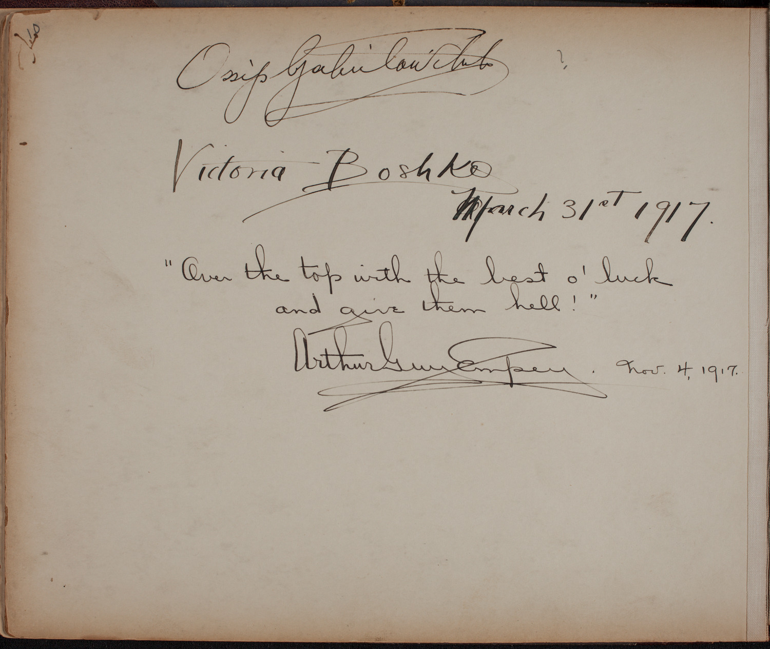 Louis Salter Autograph Album, page 10: 1917