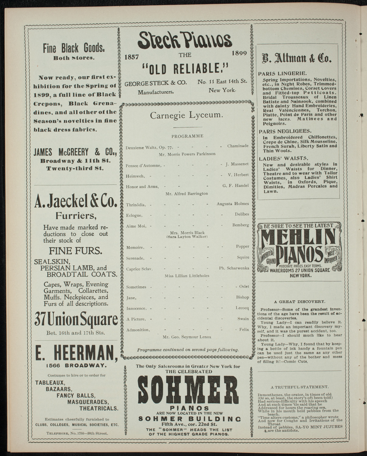 Powers-Arnold Wednesday Morning Musicale, March 1, 1899, program page 4