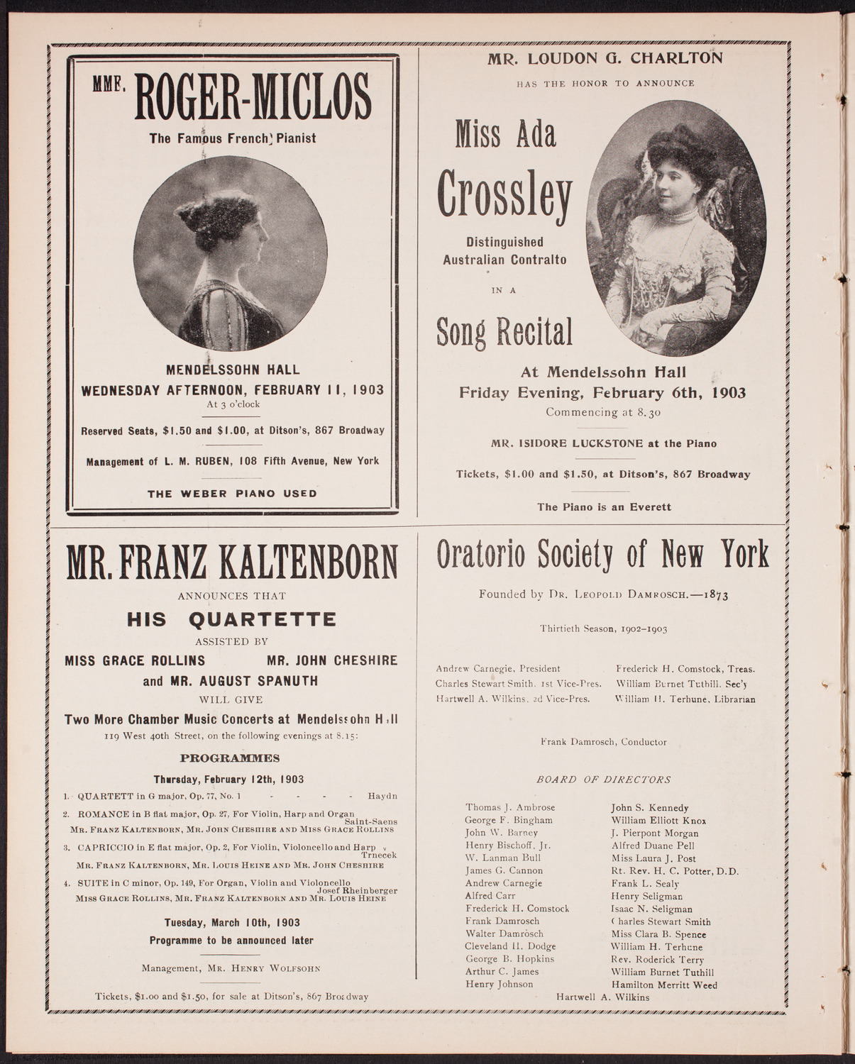 Wetzler Symphony Orchestra, February 5, 1903, program page 8