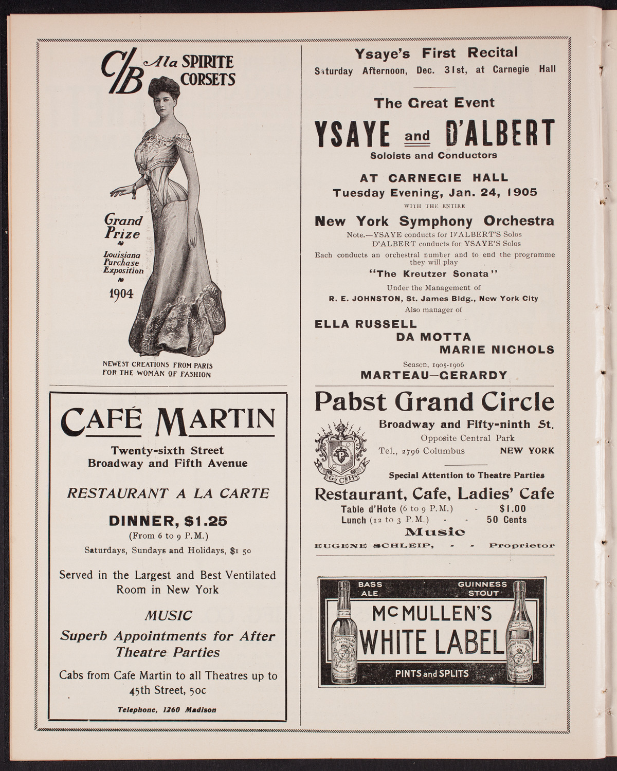 New York Symphony Orchestra, December 18, 1904, program page 8