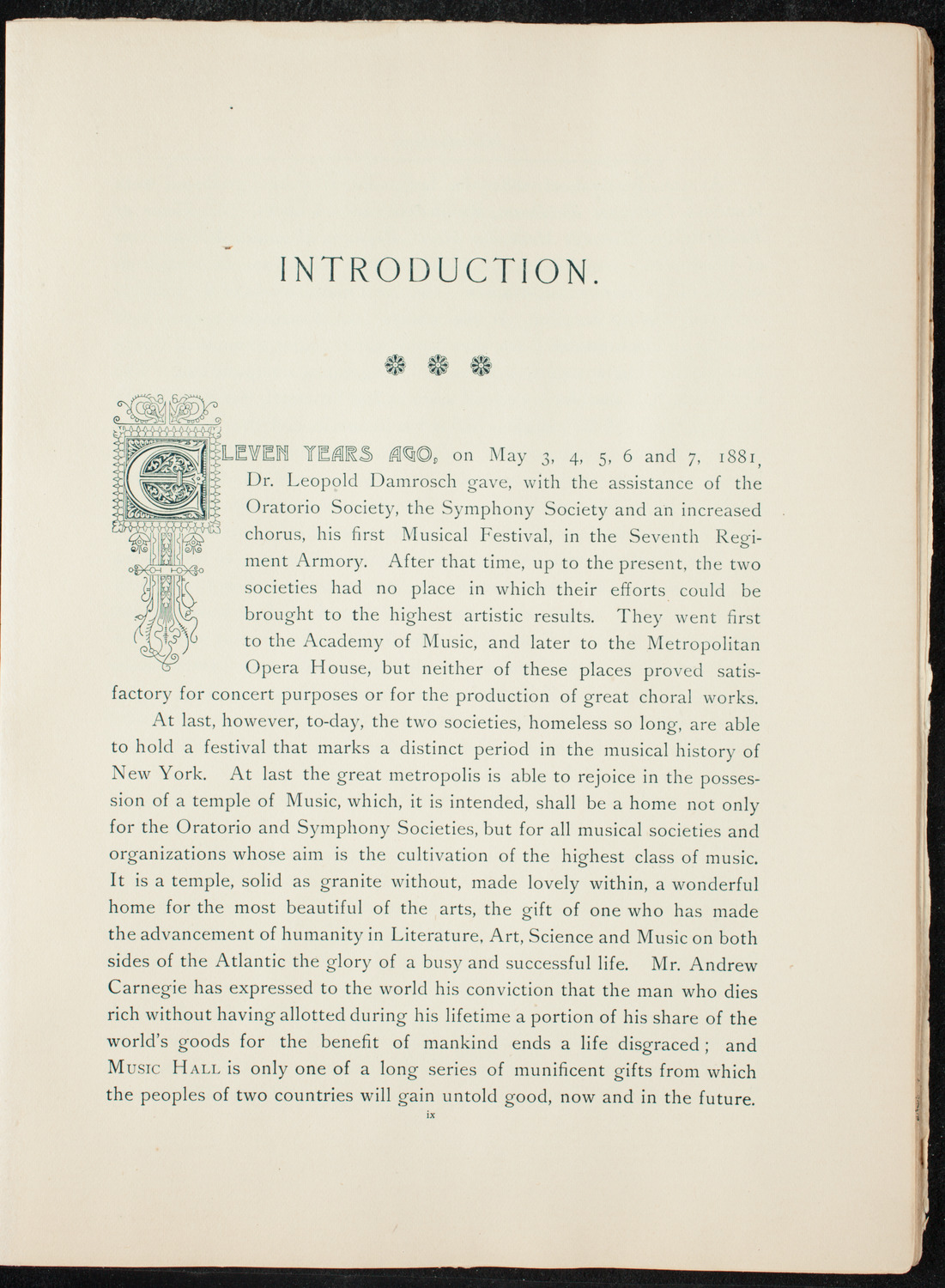 Opening Week Music Festival: Opening Night of Carnegie Hall, May 5, 1891, program notes page 13