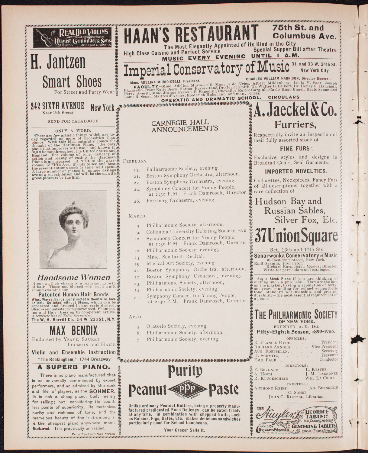 New York Philharmonic, February 16, 1900, program page 2