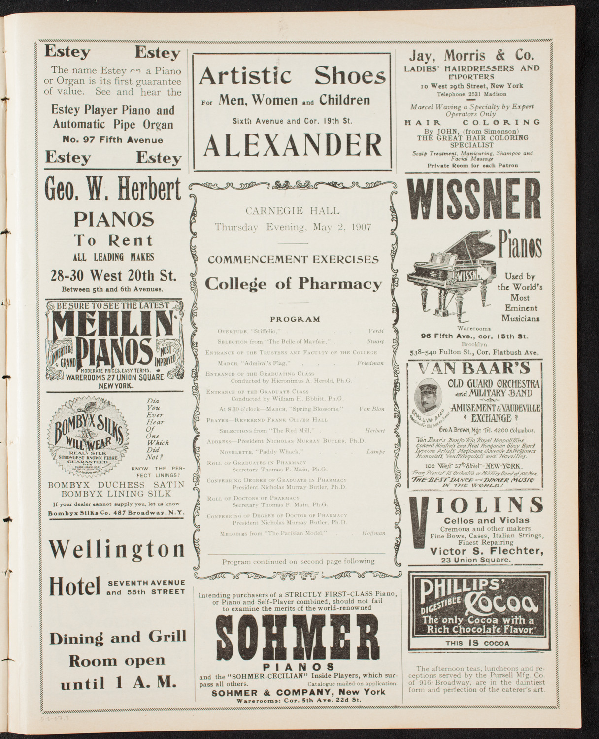 Graduation: College of Pharmacy of the City of New York, May 2, 1907, program page 5