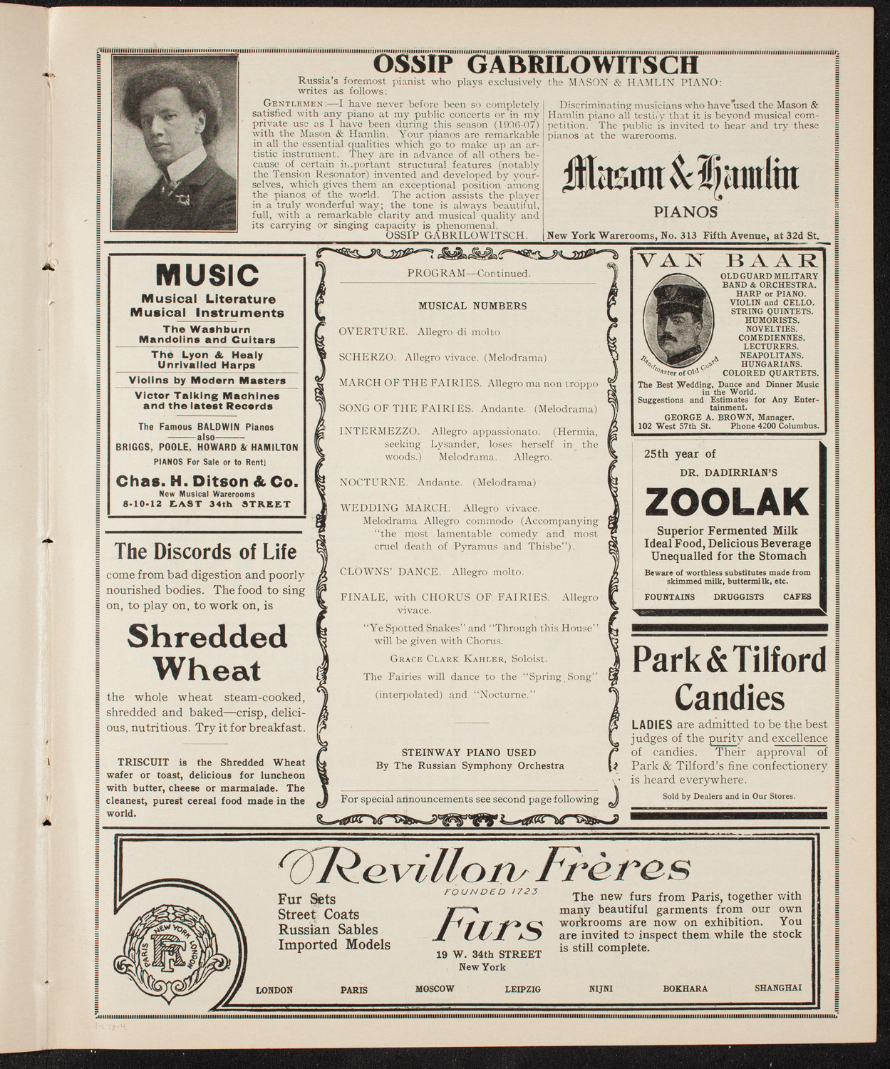 Russian Symphony Society of New York, January 1, 1910, program page 7