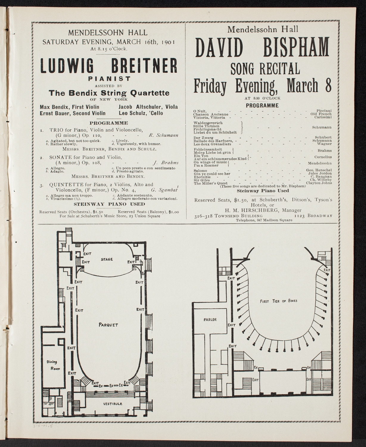 Josef Hofmann, Piano, March 5, 1901, program page 9