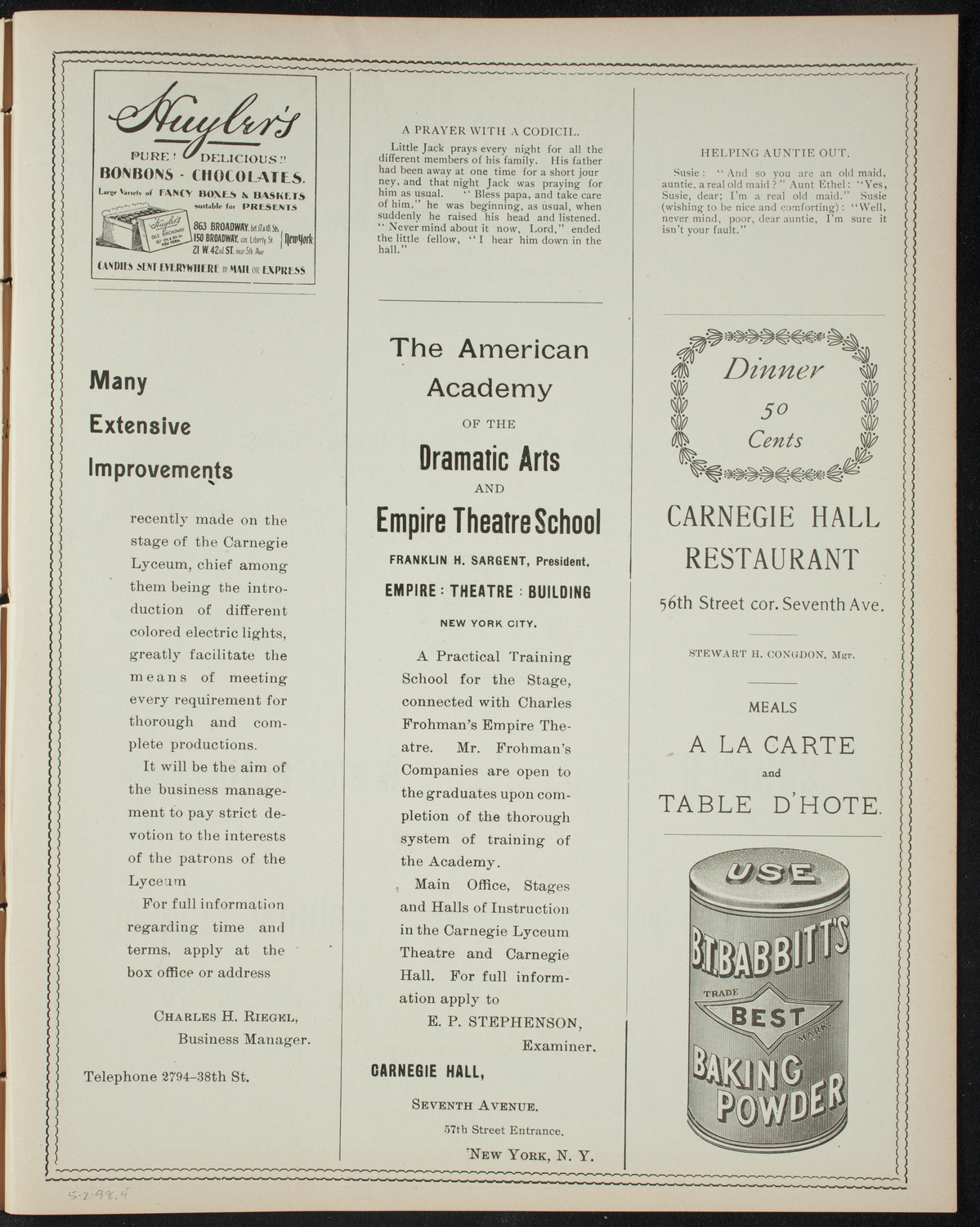 Graduation: Mount Sinai Training School for Nurses, May 2, 1898, program page 7