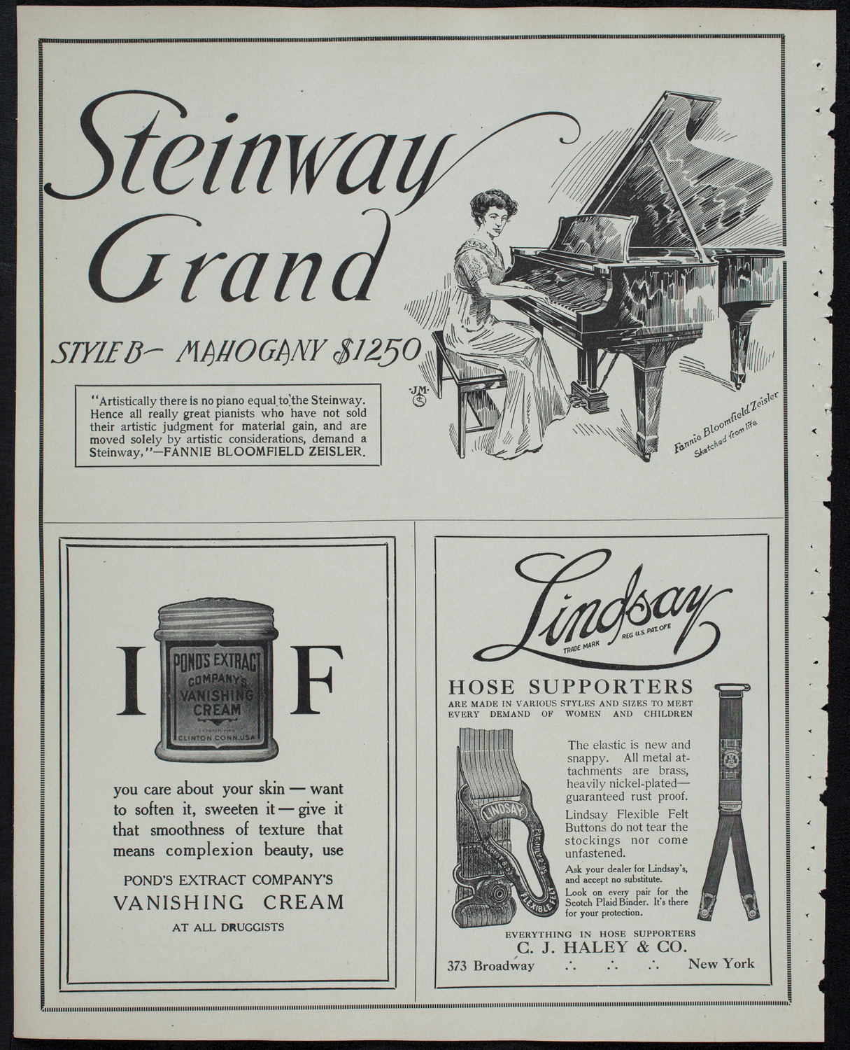 Efrem Zimbalist, Violin, April 27, 1913, program page 4