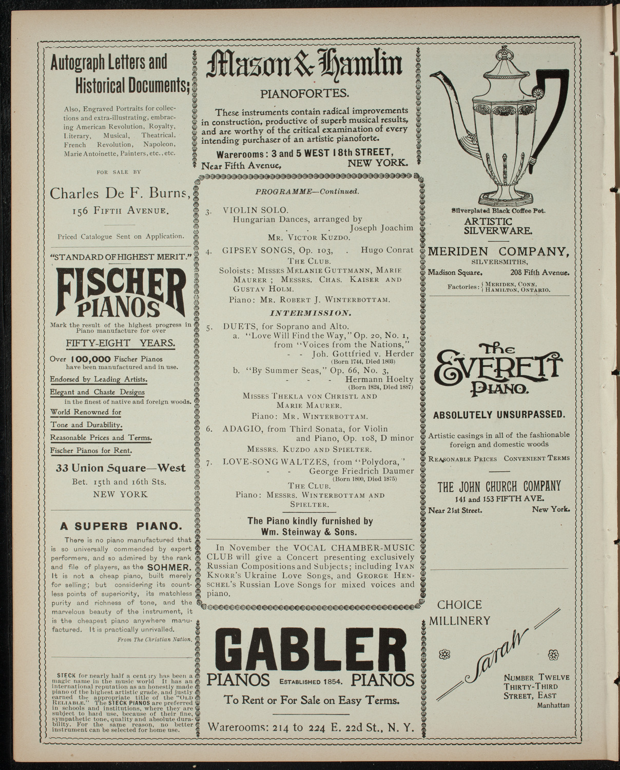 Vocal Chamber-Music Club, May 3, 1899, program page 6
