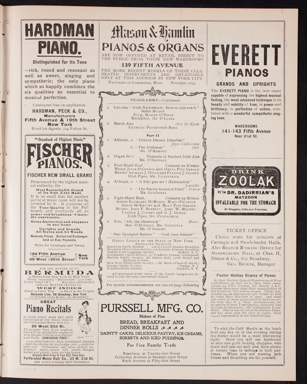 Meeting: Gaelic League of the State of New York, December 18, 1904, program page 7