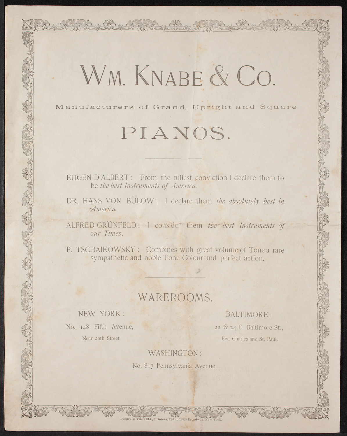 Grand Charity Concert: Arion Society, October 30, 1892, program page 8