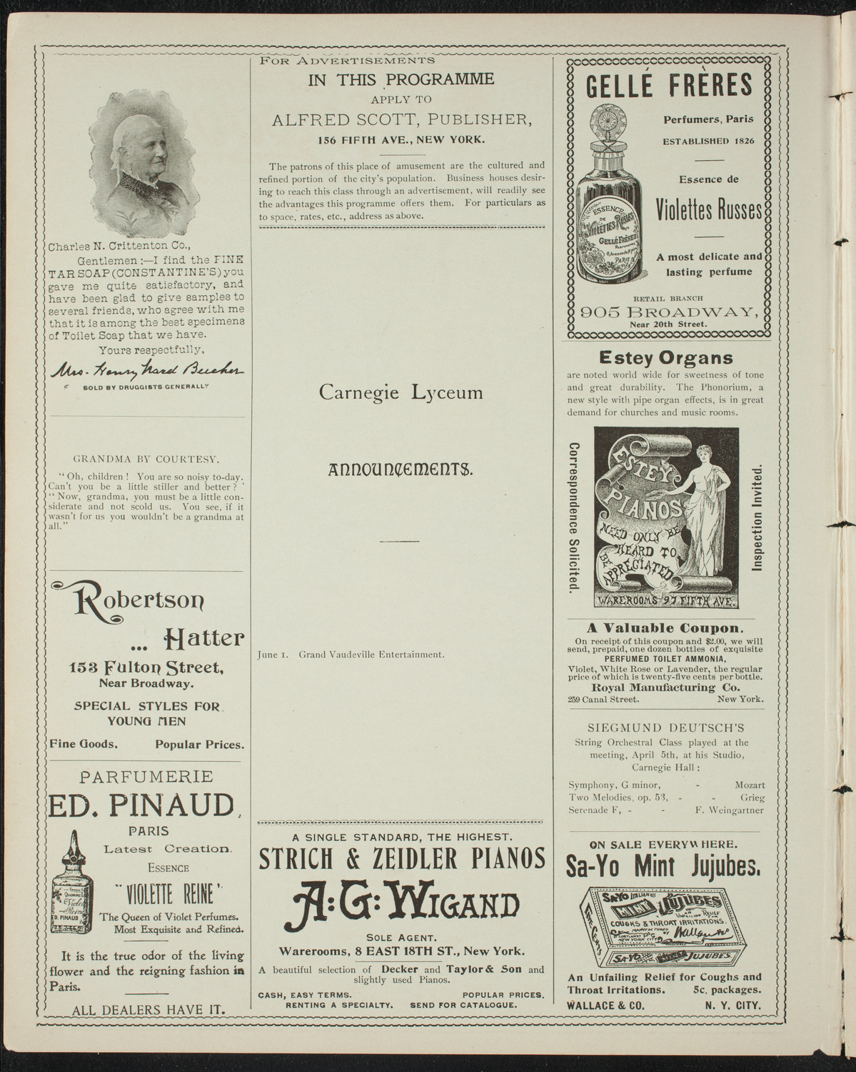 New York Banks' Glee Club and Others, May 31, 1898, program page 2