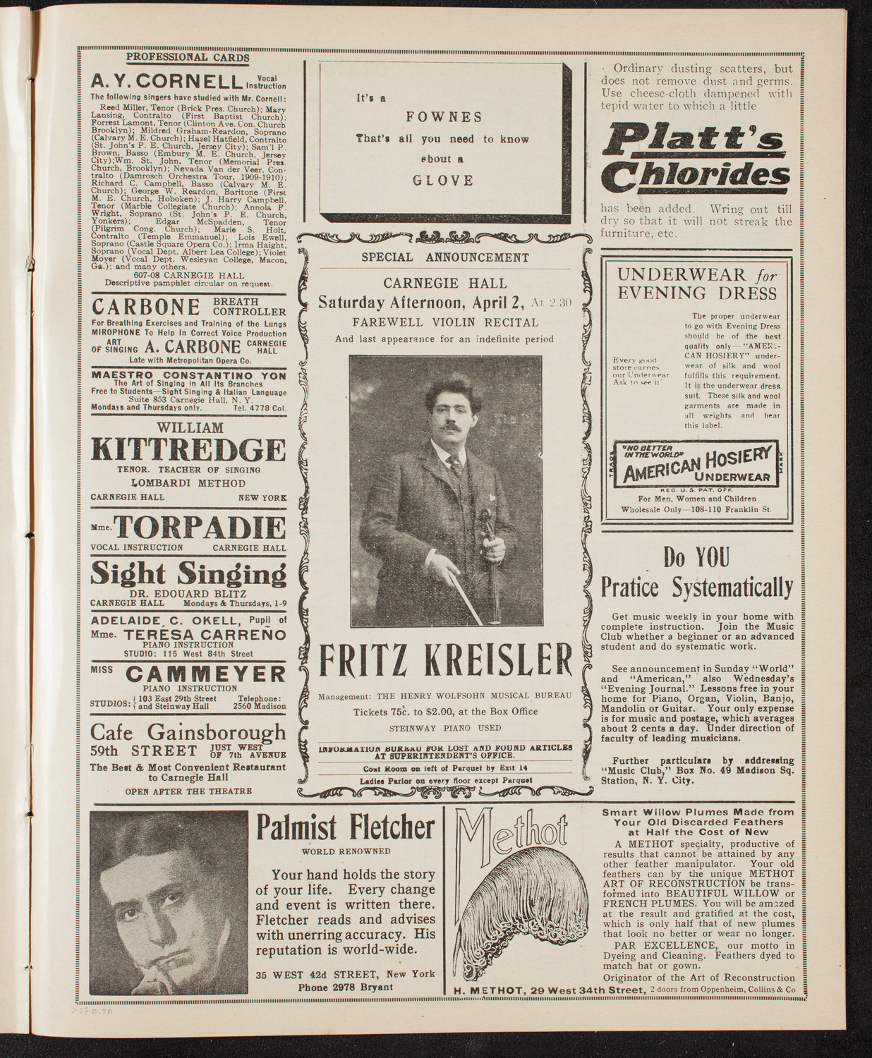 New York Philharmonic, March 27, 1910, program page 9