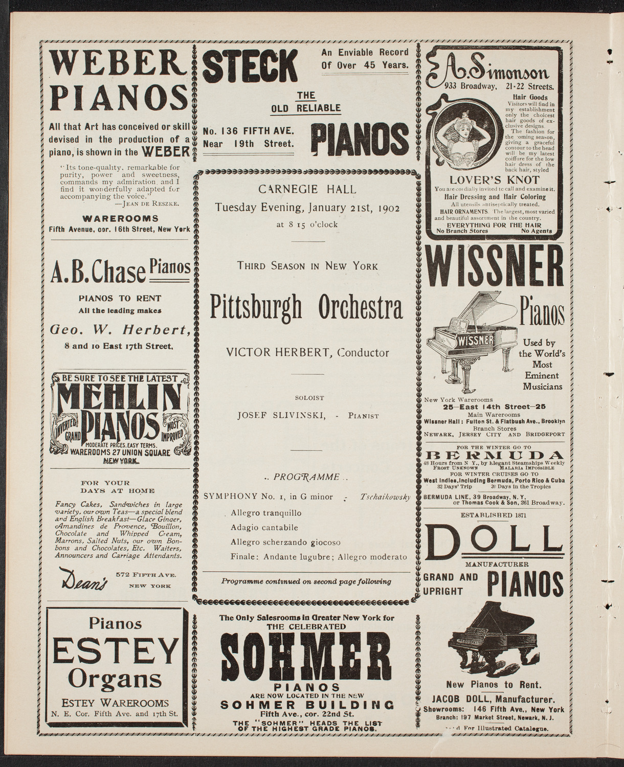 Pittsburgh Symphony Orchestra, January 21, 1902, program page 6