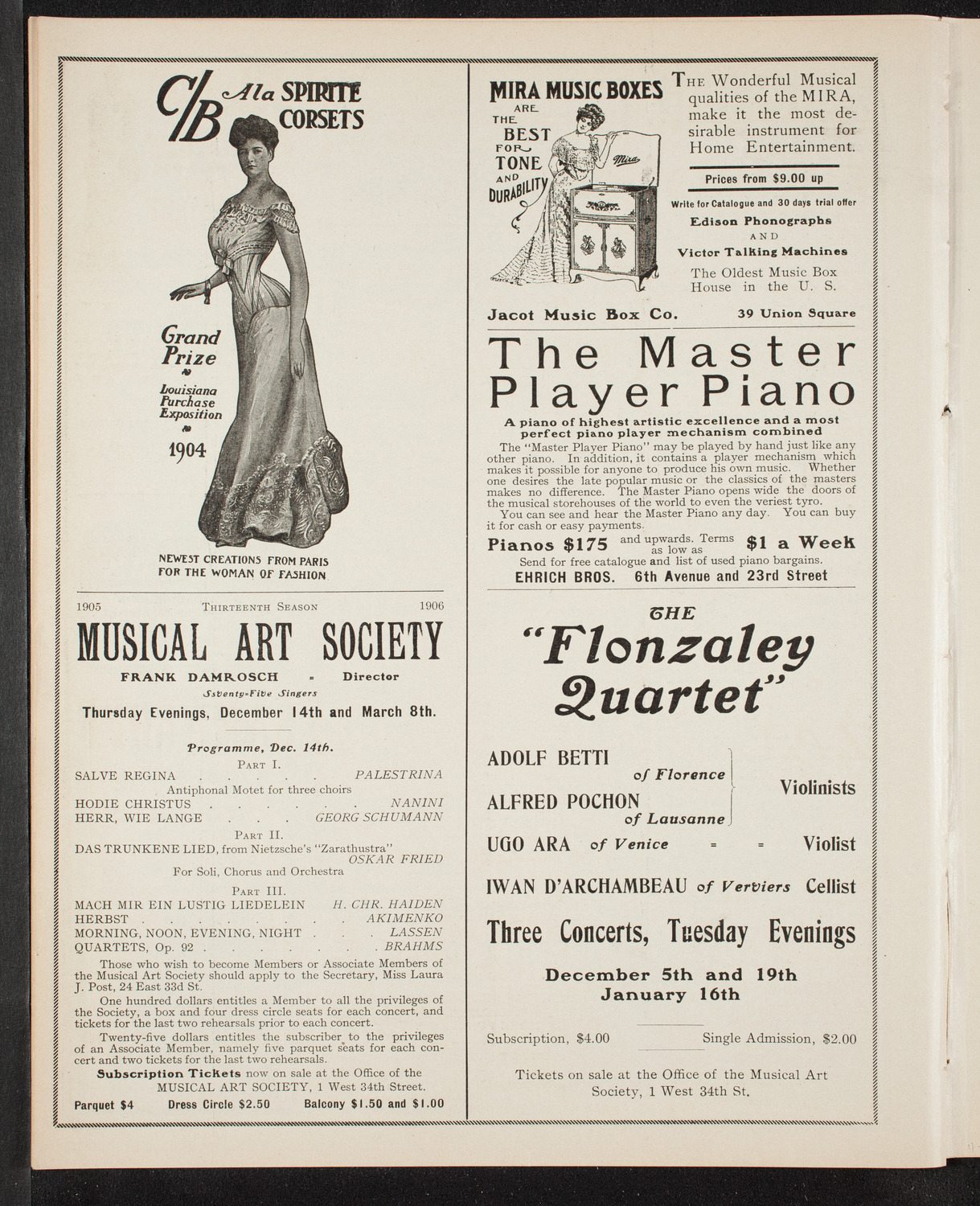 New York German Conservatory of Music Concert, November 5, 1905, program page 8