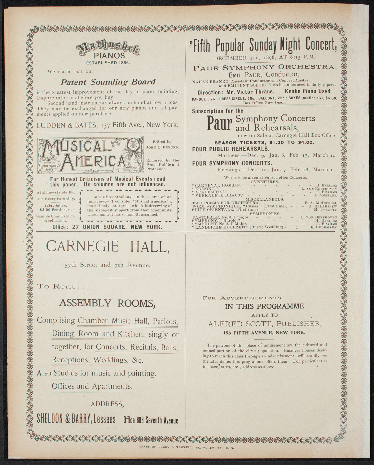 Benefit: German Hospital and Dispensary, December 1, 1898, program page 8