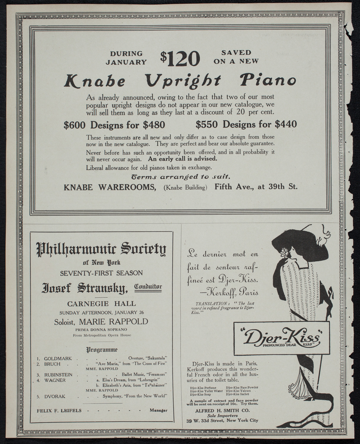 New York Philharmonic, January 24, 1913, program page 12