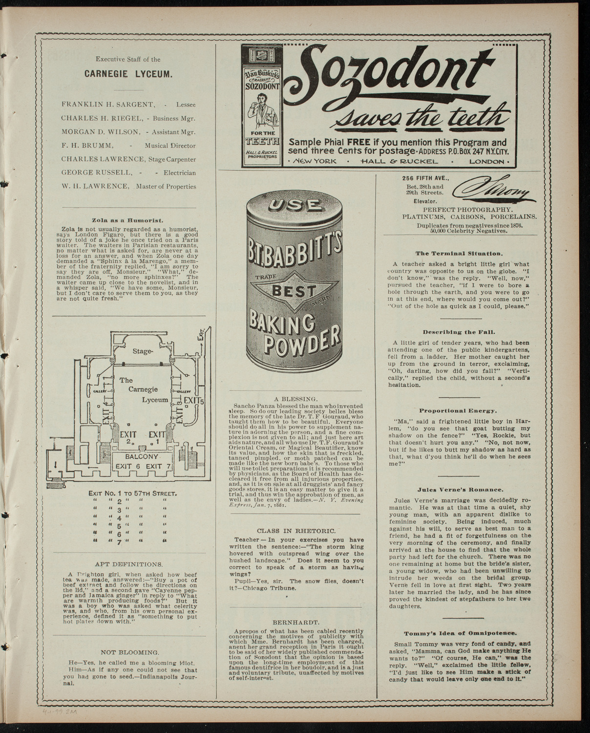 Comparative Literature Society Saturday Morning Conference, April 1, 1899, program page 3