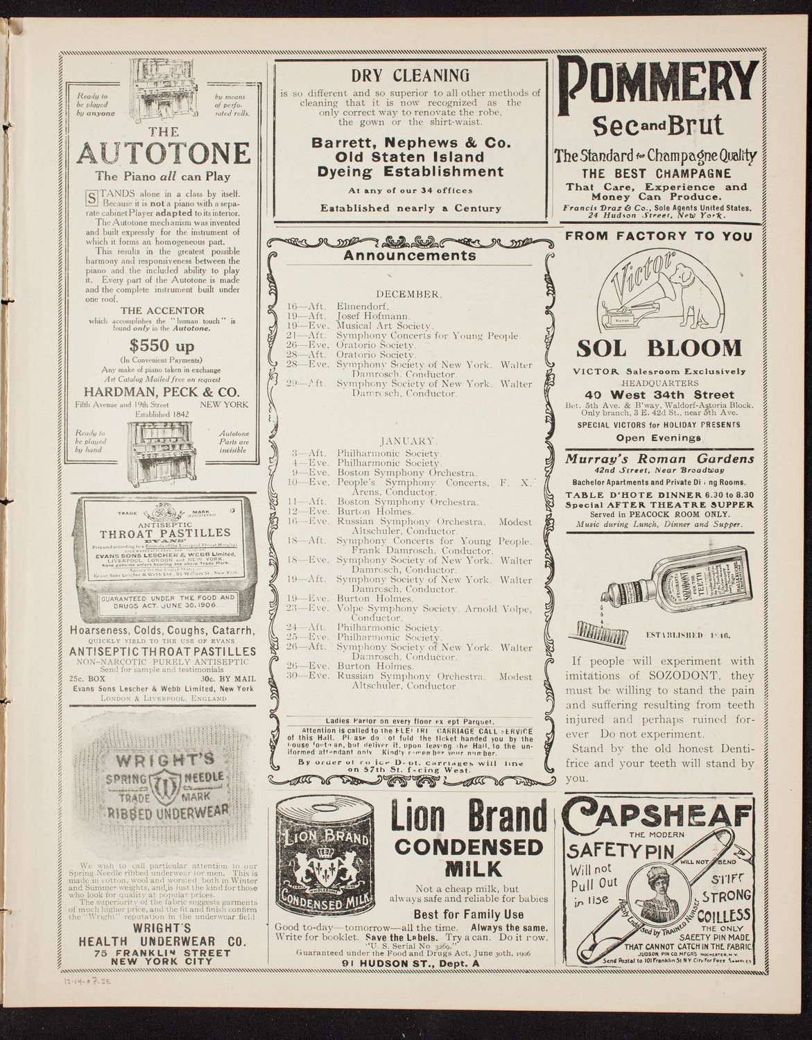 New York Philharmonic, December 14, 1907, program page 3
