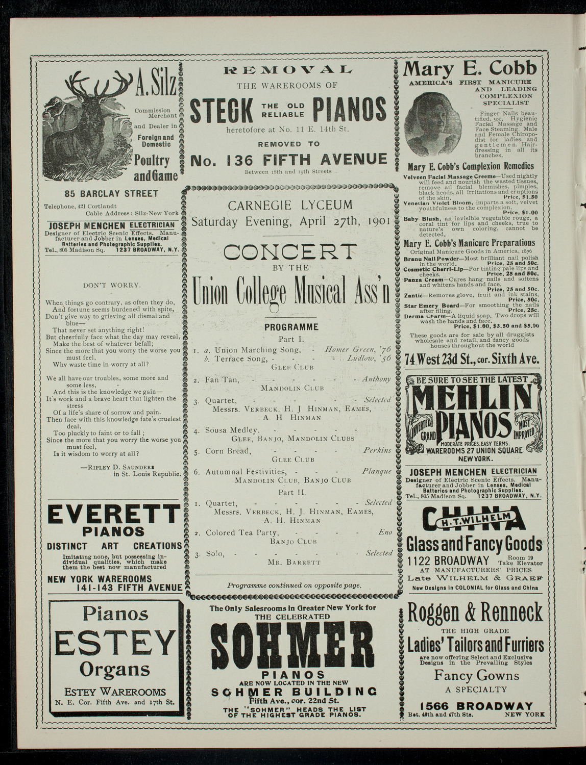 Concert by the Union College Musical Association, April 27, 1901, program page 2