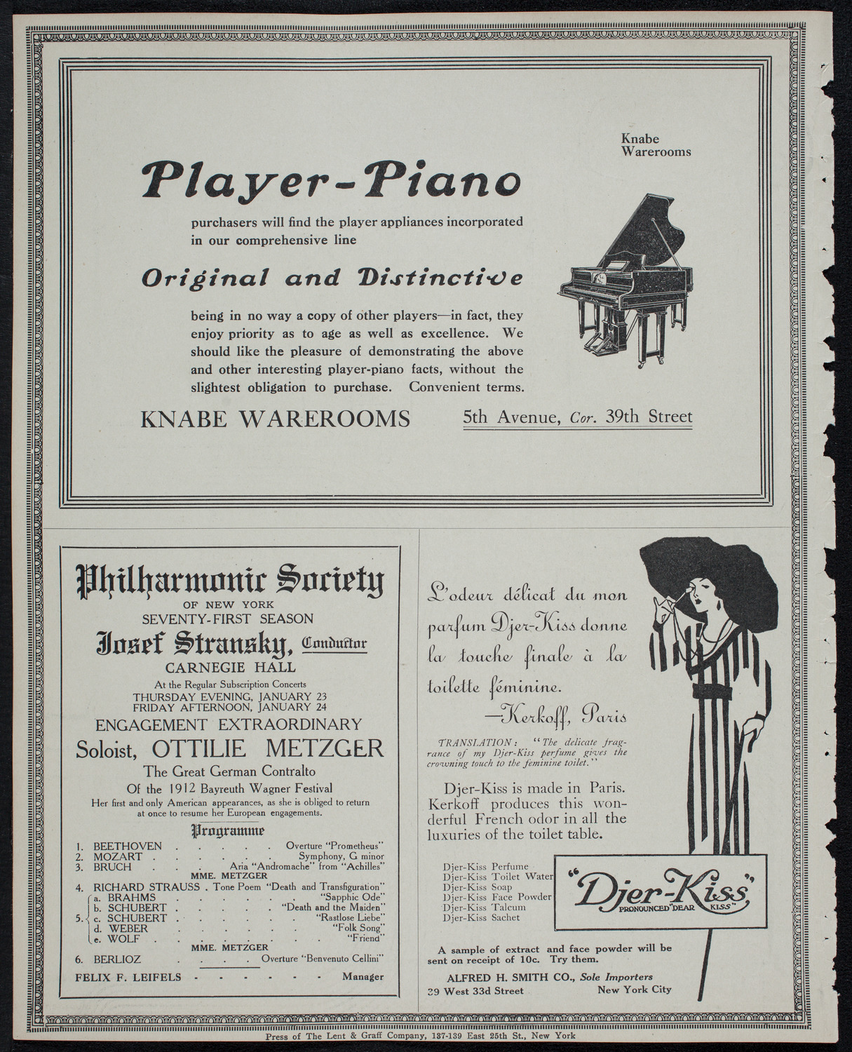 New York Philharmonic, January 16, 1913, program page 12