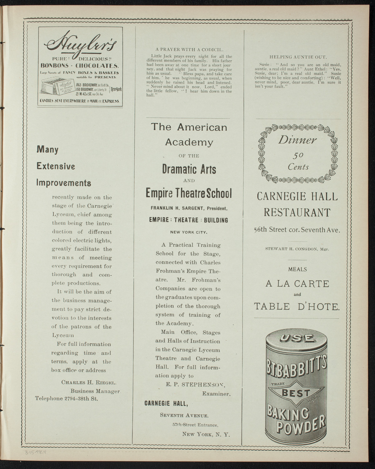 Virgil Piano School Student Recital, March 15, 1898, program page 7