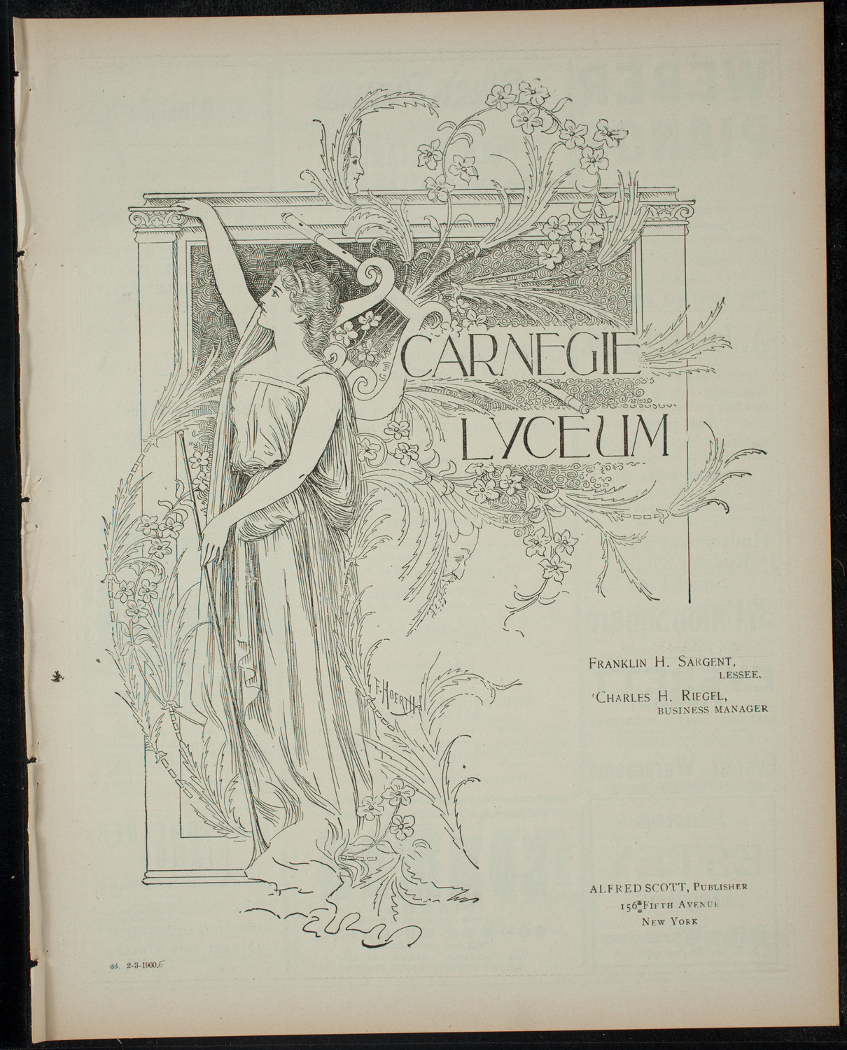 Benefit Vaudeville Entertainment for Widows and Orphans of English Soldiers of English-Boer War, February 3, 1900, program page 1