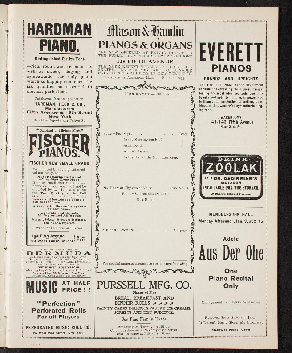People's Symphony Concert, December 9, 1904, program page 7