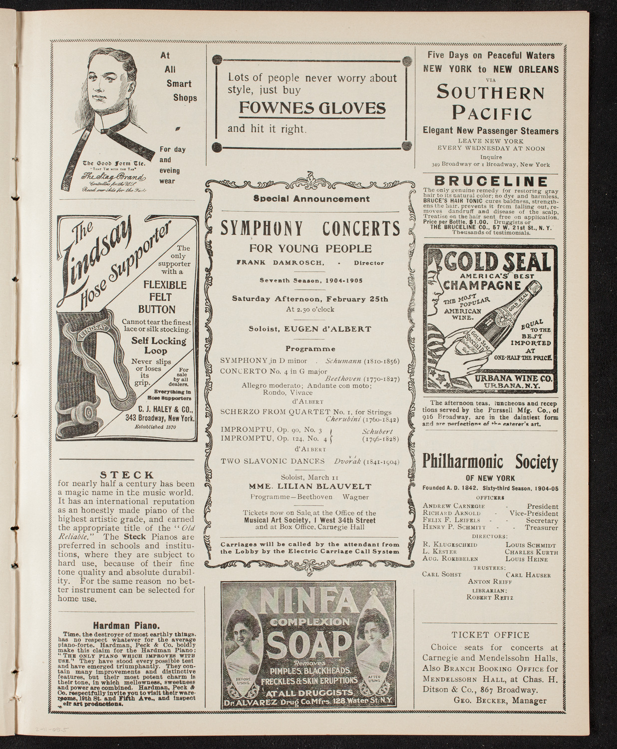New York Philharmonic, February 11, 1905, program page 9