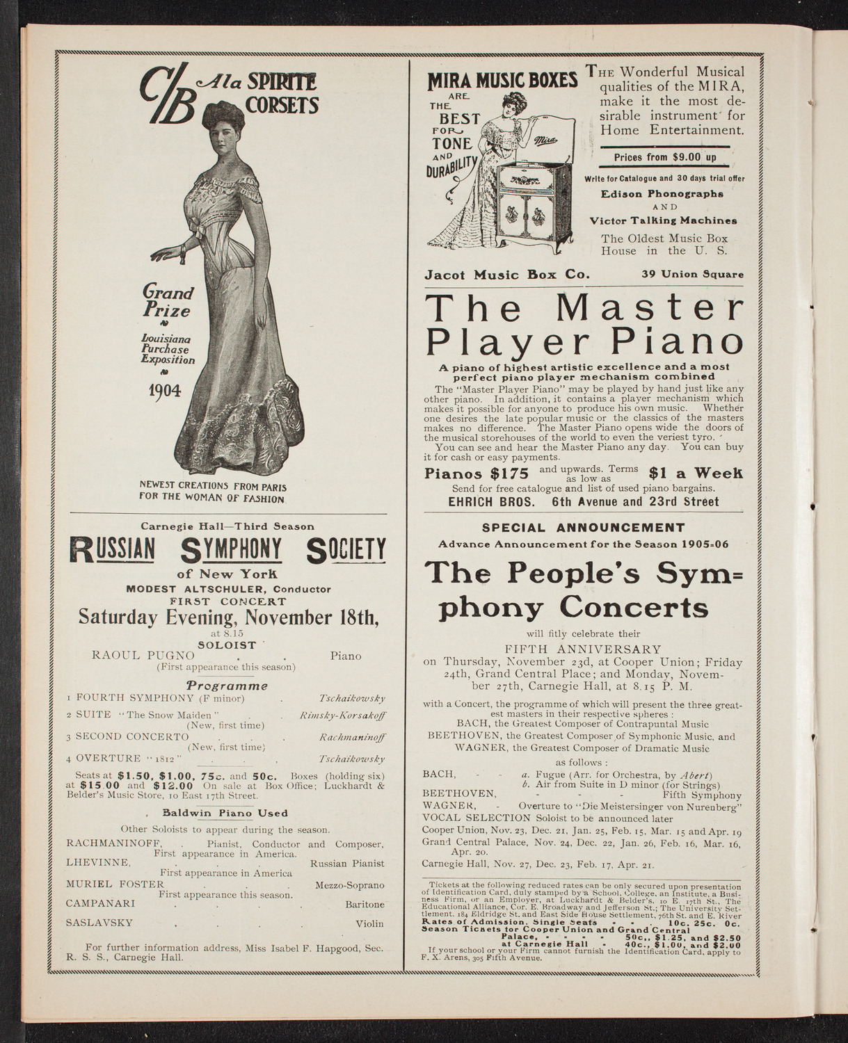 New York Symphony Orchestra, November 12, 1905, program page 8
