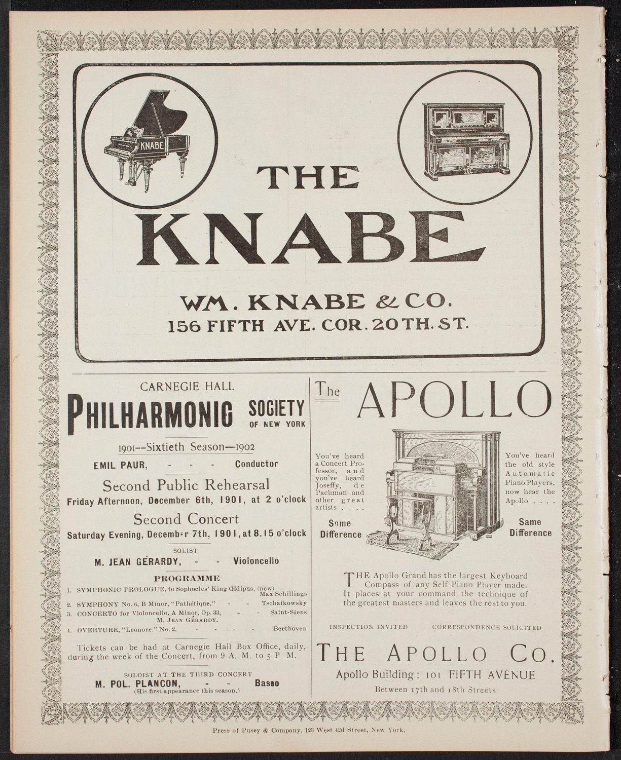 Oratorio Society of New York, November 19, 1901, program page 10