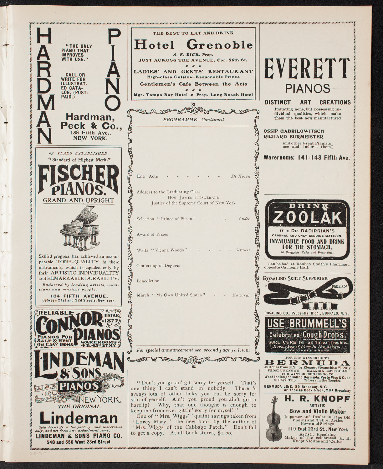 Graduation: New York Law School, June 11, 1903, program page 5