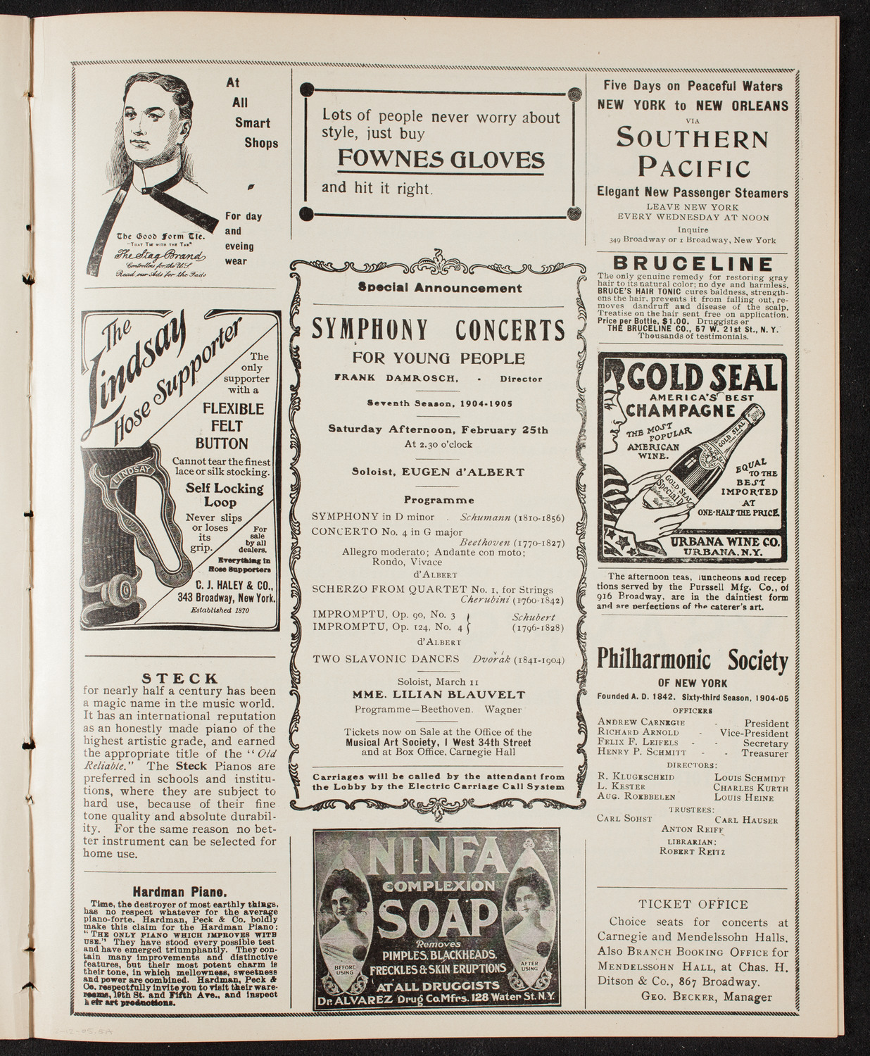 Josef Hofmann, Piano, and Fritz Kreisler, Violin, February 12, 1905, program page 9